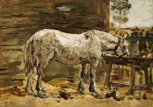 Cavallo Bianco alla Trogola, c.1885-90 da Eugene Louis Boudin
