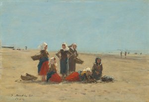 Donne sulla spiaggia a Berck, 1881 da Eugene Louis Boudin
