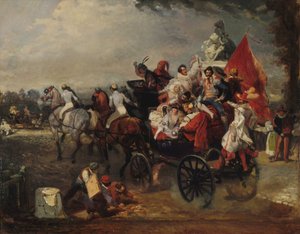 Scena di carnevale, Place de la Concorde, 1834 da Eugene Louis Lami