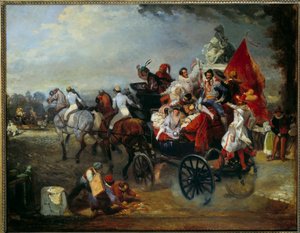 Scena di carnevale a Parigi, Place de la Concorde nel 1834 da Eugene Louis Lami