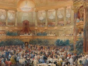 La cena a Versailles alla presenza di Napoleone III, 1854 da Eugene Louis Lami