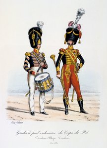 Gardes a pied ordinaires du Corps de Roi, Drum Major e Tamburino, 1822-30 da Eugene Titeux