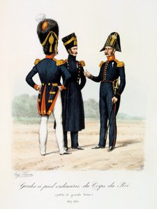 Guardie a piedi ordinarie del Corpo del Re, piccola e grande uniforme, 1817-1830 da Eugene Titeux