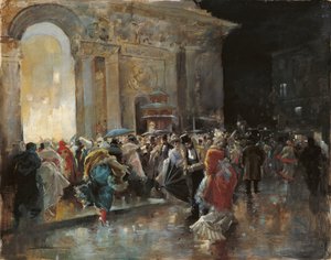 Arrivo al teatro in una notte di ballo in maschera da Eugenio Lucas Villaamil