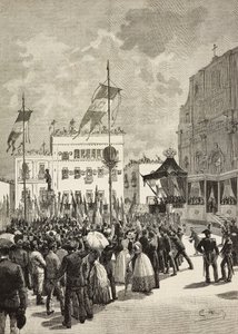 Inaugurazione del monumento a Vittorio Emanuele II alla presenza di Umberto I, statua di Eugenio Maccagnani, Lecce, Italia da Eugenio Maccagnani