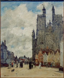 Strada e chiesa di Saint-Vulfran da Eugene Louis Boudin