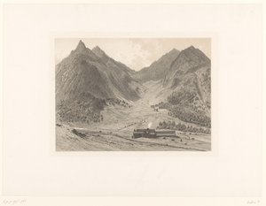 Paesaggio montano con casa in alpeggio