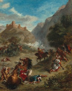 Arabi in scaramuccia nelle montagne da Eugène Delacroix