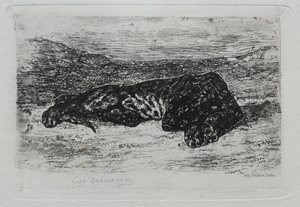 Tigre accovacciata nel deserto da Eugène Delacroix
