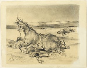 Cavaliere morto e cavallo caduto da Eugène Delacroix