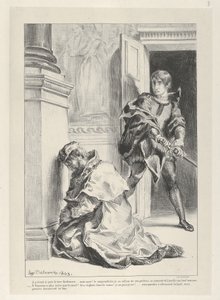 Amleto tenta di uccidere il re da Eugène Delacroix