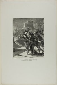 Amleto che insegue il fantasma del padre, piatto 2 da Amleto da Eugène Delacroix