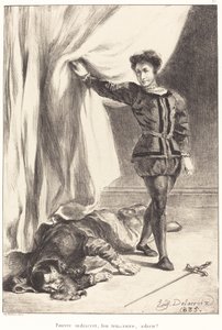 Amleto e il corpo di Polonio (Atto III, Scena IV) da Eugène Delacroix