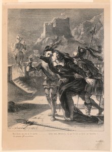 Illustrazione per Amleto: Amleto cerca di seguire il fantasma di suo padre (I,4) da Eugène Delacroix
