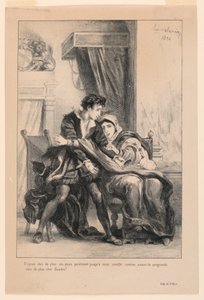 Illustrazione per Amleto: Amleto e la Regina (III,4) da Eugène Delacroix