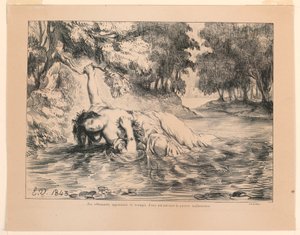 Illustrazione per Amleto: La morte di Ofelia (IV, 7) da Eugène Delacroix