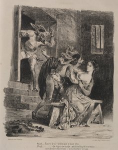 Illustrazioni per Faust: Faust nella prigione di Margherita da Eugène Delacroix