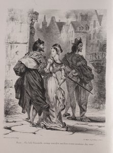Illustrazioni per Faust: Faust cerca di sedurre Margherita da Eugène Delacroix