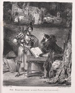 Illustrazioni per Faust: Mefistofele visita Faust da Eugène Delacroix