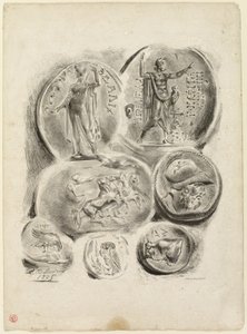 Foglio di sette medaglie antiche