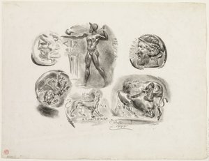 Foglio di sei medaglie antiche