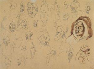 Studi di teste e figure arabe, dopo il 1832 da Eugène Delacroix