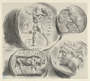 Studi di quattro monete greche, 1825