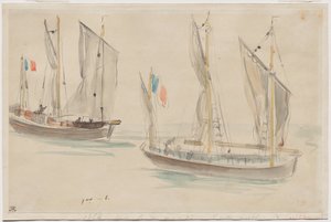 Due Barche al Porto di Dieppe da Eugène Delacroix