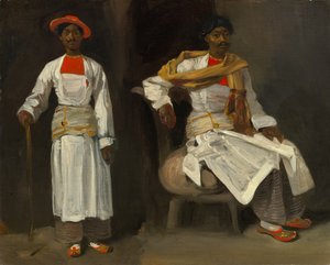 Due studi di un indiano di Calcutta, seduto e in piedi da Eugène Delacroix