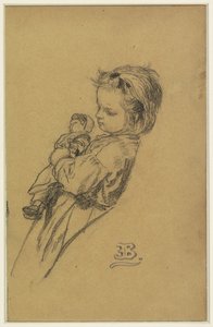 Ritratto di Stéphania Maria Anna Isabella de Block-Loor, in piedi con una bambola da Eugène François de Block