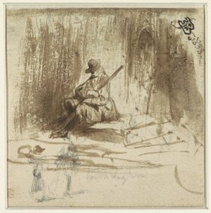Schizzi di un uomo seduto e due figure in piedi da Eugène François de Block