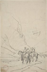 Uomini a cavallo accanto al fiume da Eugène Fromentin