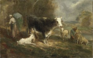 Cortile della fattoria con bestiame da Eugène Fromentin Dupeux