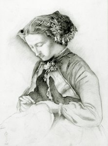 Ritratto di Effie con digitali nei capelli (La digitale) 1853 da Euphemia Ruskin