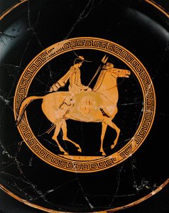 Cavaliere. Medaglione centrale di una coppa a figure rosse, la stessa coppa del 10-03-03/63 e 64 ...