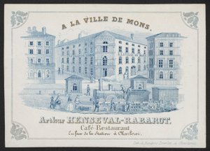A La Ville De Mons, Arthur Henseval-Rabarot, Cafe Restaurant (incisione) da European School