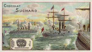Navi da guerra alleate al largo di Taku, Cina, Ribellione dei Boxer, 1900 da European School