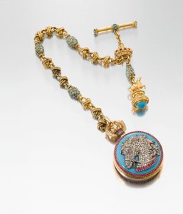 Orologio di presentazione estremamente fine e storicamente interessante con catena e sigillo, realizzato per il re Ludovico II di Baviera, c.1880