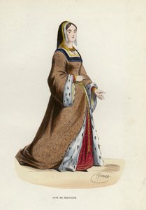 Anna di Bretagna (incisione colorata) da European School