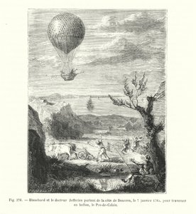 Blanchard e il dottor Jefferies partono dalla costa di Dover, il 7 gennaio 1785, per attraversare in pallone, il Canale della Manica da European School