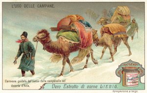 Carovana guidata dal suono di una campana nei deserti dell
