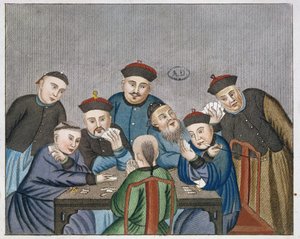 Giocatori di carte in Cina, inizio del diciannovesimo secolo da European School