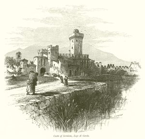 Castello di Sermione, Lago di Garda (incisione) da European School