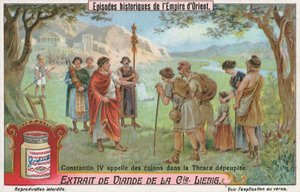 Costantino IV, carta Liebig, inizio XX secolo (cromo) da European School