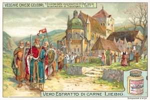 Processione di incoronazione di Re Olaf II di Norvegia che lascia la Cattedrale di Trondheim da European School