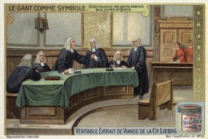 Distribuzione di guanti bianchi ai giurati inglesi in tribunale da European School