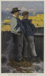 Fine della giornata lavorativa. Scena tipica sulla costa svedese (incisione colorata) da European School