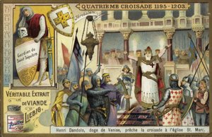 Enrico Dandolo, Doge di Venezia, che predica la Quarta Crociata nella Basilica di San Marco, Venezia