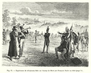 Experience de telephonie faite au Champ-de-Mars par Francois Sudre en 1829 (incisione) da European School
