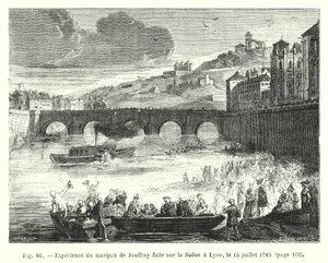 Esperimento del marchese di Jouffroy fatto sulla Saona a Lione, il 15 luglio 1783
